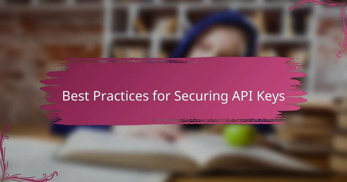 Best Practices for Securing API Keys