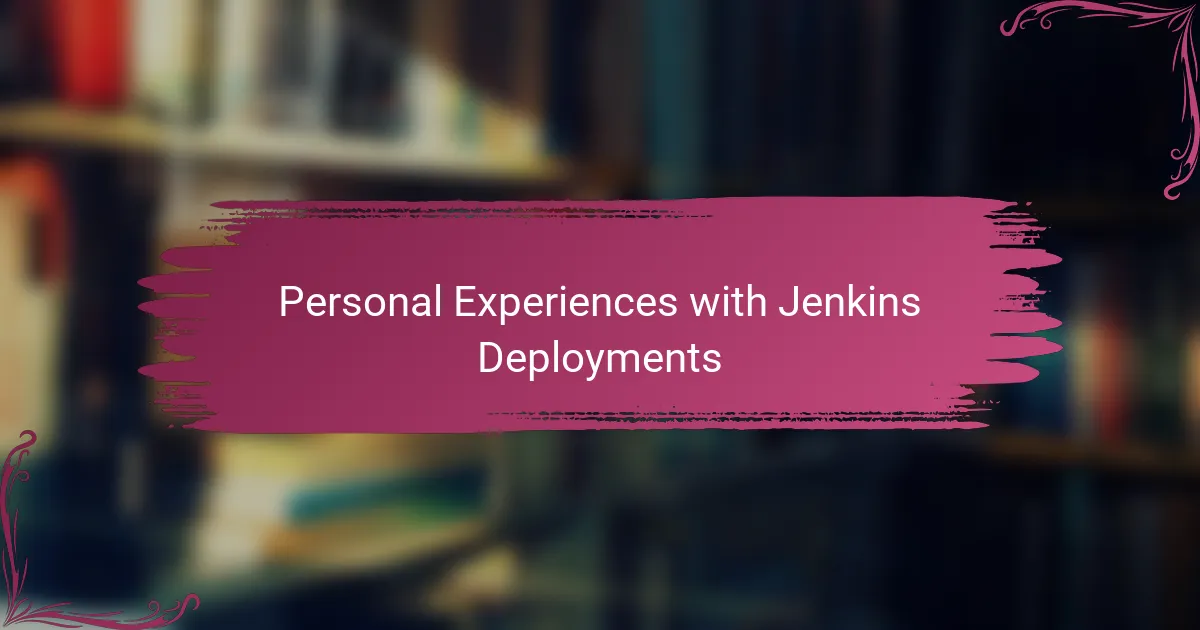 Personal Experiences with Jenkins Deployments