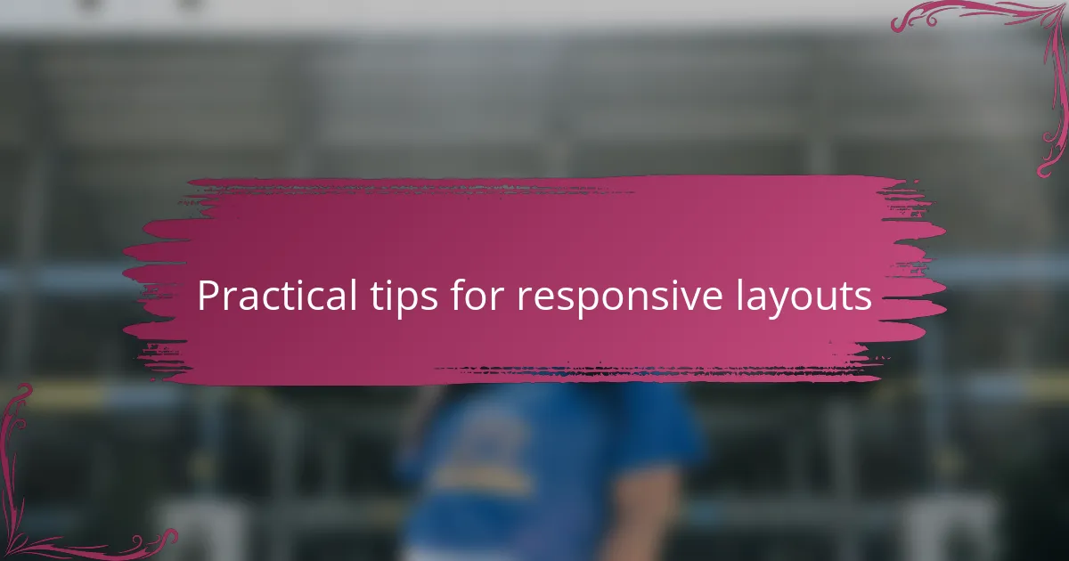 Practical tips for responsive layouts